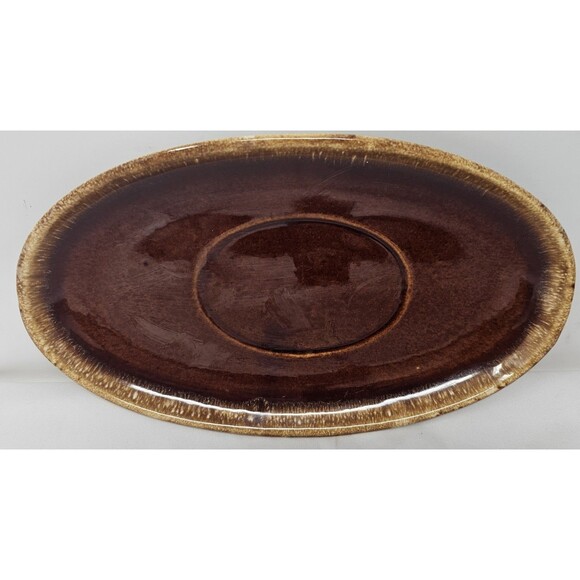 Vtg Hull Pottery Brown Gravy Boat Drip Serving Plate USA Oven Proof Replacement - Picture 1 of 8